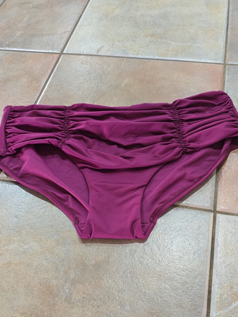 Seafolly Swim Bottoms - Ruched Magenta Bikini Brief Sz 16